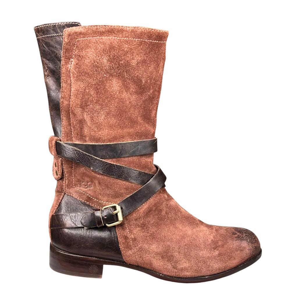 Ugg Women’s Deanna Brown Suede Strap Riding Boot Size US 6